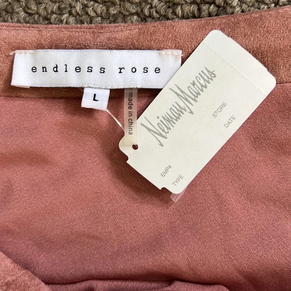NWT Endless Rose Faux Suede -Line Bodycon Dress Azalea Pink Size L - Picture 4 of 5